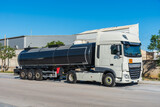 Fototapeta  - Tanker truck for the transport of dangerous goods under ADR regulations.