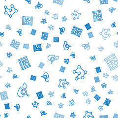 Poster - Set line Drop and magnifying glass, Chemical formula and Graphing paper engineering on seamless pattern. Vector