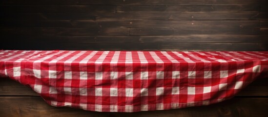 Leinwandbilder - A white, old, vintage wooden table is adorned with a red checkered tablecloth.