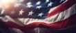 © HN Works - Independence Day, an American Flag in close-up, with a retro bottom view. is blurred, with copy
