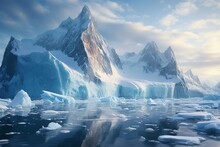 Towering Glaciers In A Remote Arctic Wilderness, Generative AI