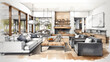 © AdamantiumStock - Architectural livingroom sketch, interior project concept art