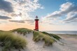 Red Lighthouse on the island of Sylt in North Frisia, Schleswig-Holstein, Germany, Generative AI