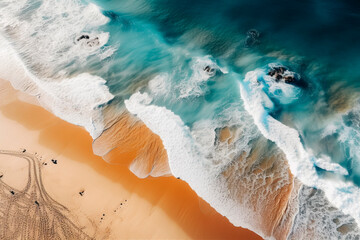 Sticker - drone photo of a california beach in the morning