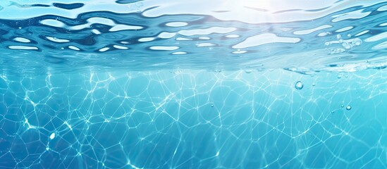 Poster - clear and transparent surface of water with a texture, along with ripples, splashes, and bubbles.