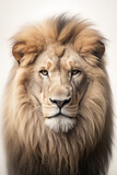 Fototapeta Na sufit - the lion king - roar - teeth - wild lion - studio - isolated - white background - Created with Generative AI technology.