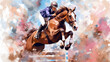 Equestrian show jumping painting illustration for competition