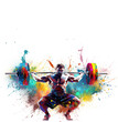 Weightlifting athlete sport colorful illustration poster