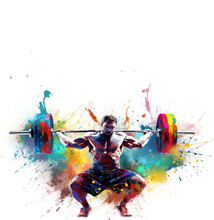 Weightlifting Athlete Sport Colorful Illustration Poster