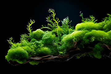 underwater landscape with a beautiful green algae and seaweed. the underwater world,Generative AI