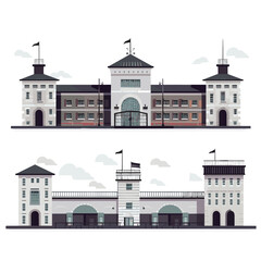 Poster - Illustration of two different buildings on a white background