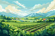 Agriculture, working in the field, harvesting, vector flat illustration.