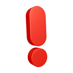 Poster - 3D exclamation mark or icon design in red color