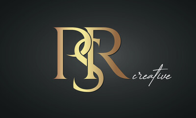 luxury letters PSR golden logo icon premium monogram, creative royal logo design	