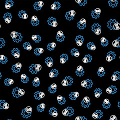 Poster - Line Setting 5G new wireless internet wifi connection icon isolated seamless pattern on black background. Global network high speed connection data rate technology. Vector