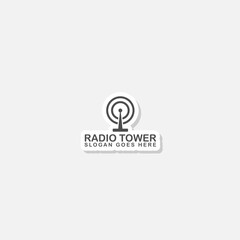 Sticker - Radio tower logo template sticker icon