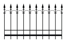 Black White Fences Set With Gates Flat Isolated Illustration