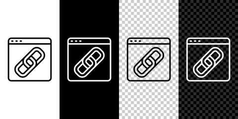Poster - Set line Browser window icon isolated on black and white, transparent background. Vector