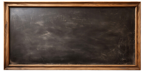 School long black board. Blackboard. Wooden plank. Isolated on a transparent background.
