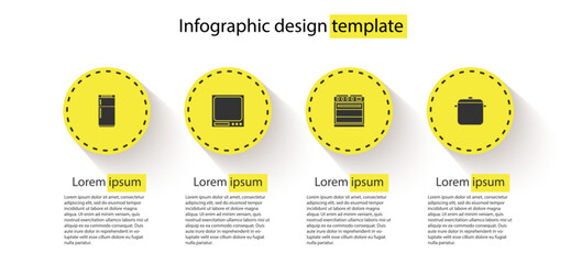 Wall Mural - Set Refrigerator, Electronic scales, Oven and Cooking pot. Business infographic template. Vector