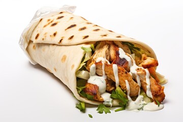 Wall Mural - Mexican chicken wrap with coleslaw and shawarma chicken