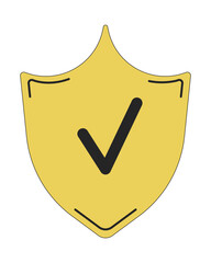 Poster - protection shield with checkmark flat line color isolated vector object. editable clip art image on 