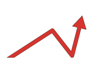 Poster - Growing arrow up flat line color isolated vector object. Trade infographic. Profit arrow. Editable clip art image on white background. Simple outline cartoon spot illustration for web design