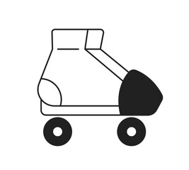 Poster - Roller skates monochrome flat vector object. Editable black and white thin line icon. Simple cartoon clip art spot illustration for web graphic design