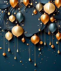 Wall Mural - Elegant blue and gold background, generative ai