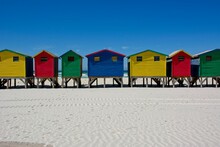 Colorful Huts On Muizenberg Beach