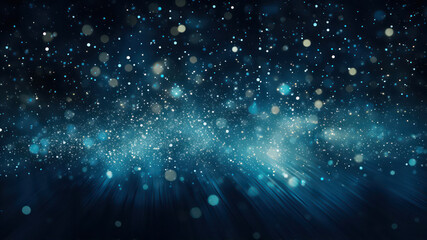 Poster - abstract blue background with bokeh defocused lights and stars
