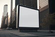 billboard mockup cuadrado en distrito financiero, singboard grande en blanco espacio para insertar texto, anuncio en la ciudad