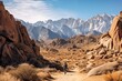 Alabama Hills and Sierra Nevada Hiking Tour in Lone Pine, CA. Perfect Vacation for Tourists Looking to Explore Pine Hills and Sierra Nevada. Generative AI