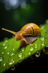 Close up of a Snail over a Nature Background, Animal Photography.