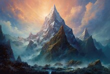 Jagged Peaks And Dramatic Cliffs: Exploring The Grandeur Of A Majestic Mountain Range, Generative AI
