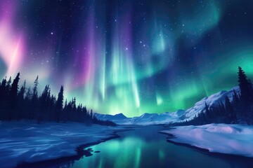 Wall Mural - Celestial aurora borealis texture background, shimmering and vibrant northern lights