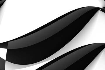 Poster - Black and White glass style abstract background design with curved shapes, wallpaper