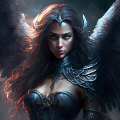 Nephilim fallen Angel Character portrait, RPG, fantasy  Angel holy avatar and token. Digital painting illustration. Generative ai