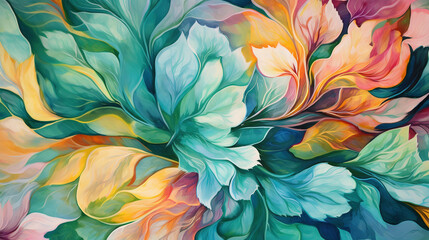 abstract painting of plants and leaves - floral design- generative AI