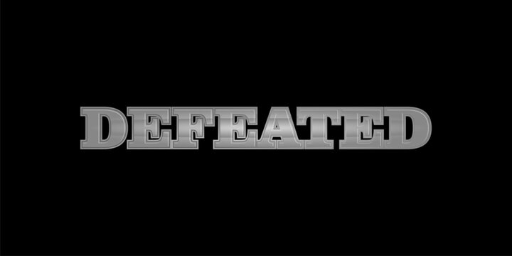 Defeated text effect isolated on dark background