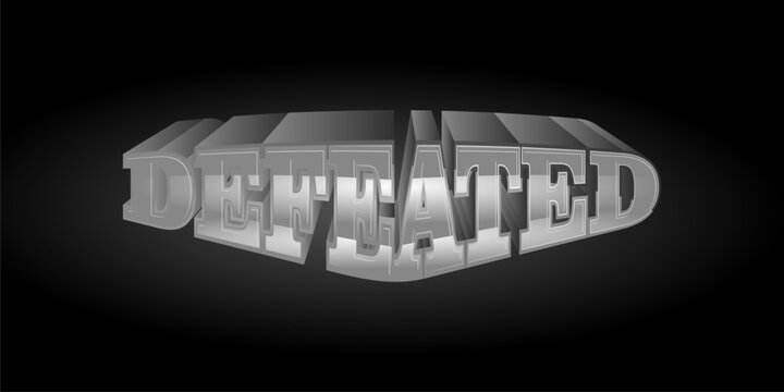 Defeated text effect isolated on dark background