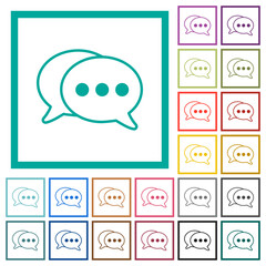 Canvas Print - Two oval active chat bubbles outline flat color icons with quadrant frames