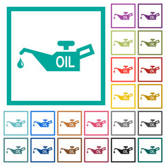 Poster - Oiler flat color icons with quadrant frames