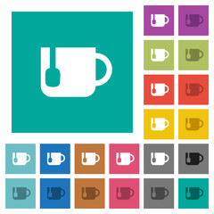 Canvas Print - Mug of tea square flat multi colored icons