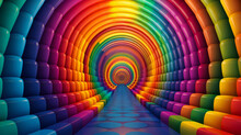 Illustration Of A Vibrant And Colorful Tunnel Filled With An Array Of Dazzling Hues - Abstract Wallpaper Art