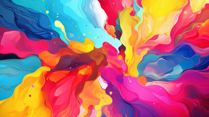 Aufkleber - A vibrant and energetic abstract painting bursting with a kaleidoscope of colors