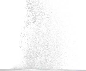 Wall Mural - Tapioca starch flour fly explosion, White powder tapioca starch fall down in air. Seasoning flour powder is element material. Eyeshadow crush make up. Black background Isolated selective focus blur