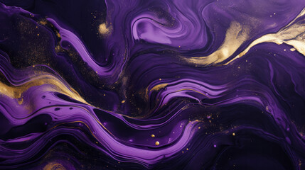 Poster - A vibrant abstract painting in shades of purple and gold