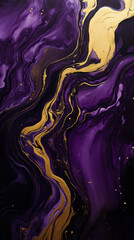 Poster - An abstract painting with vibrant gold and purple colors