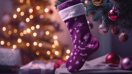 Wall Mural - sock is hanging on the inside of a Christmas tree